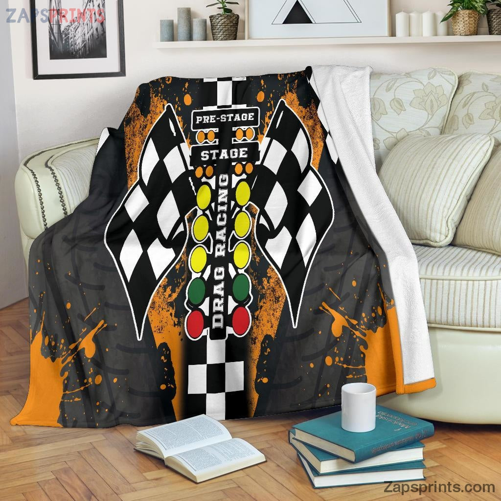 Gift For Racing Lover – Drag Racing Blanket Orange – Gift For Friends