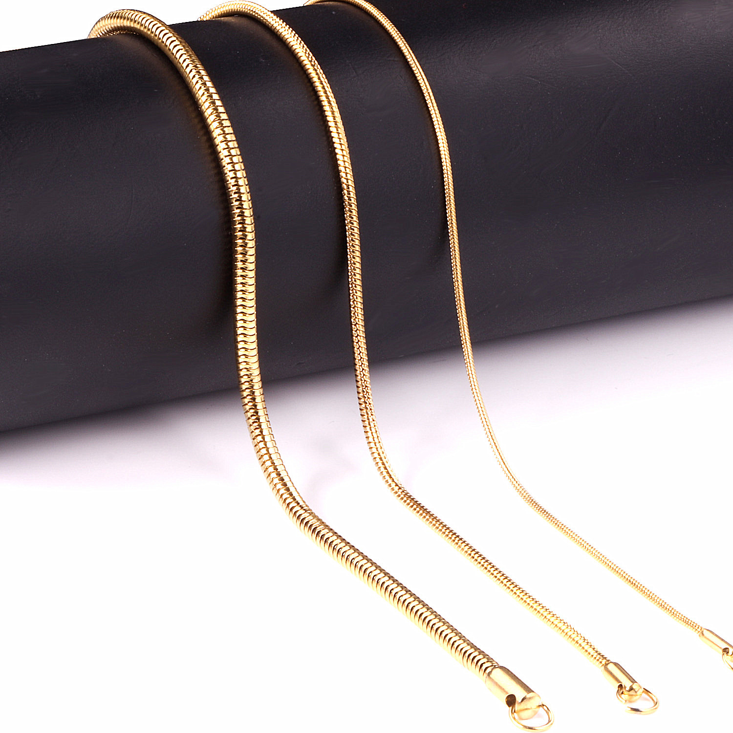 1MM/2MM/3MM Round Snake Chain Necklace For Women Men Gold Color Stainless Steel Herringbone Choker Fashion Jewelry Gift alx