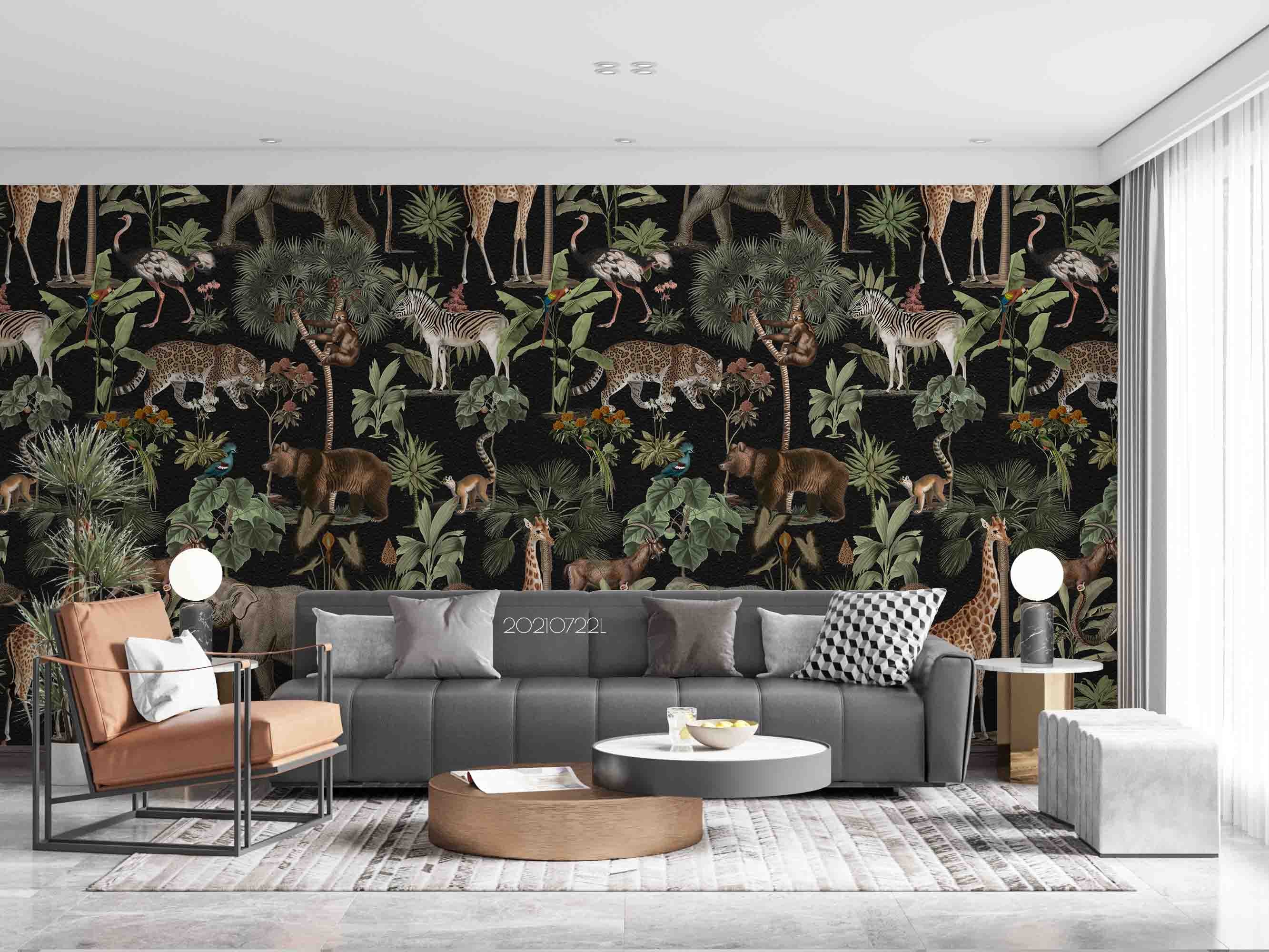 3D Forest Animal Seamless Wall Mural Wallpaper Sww3552