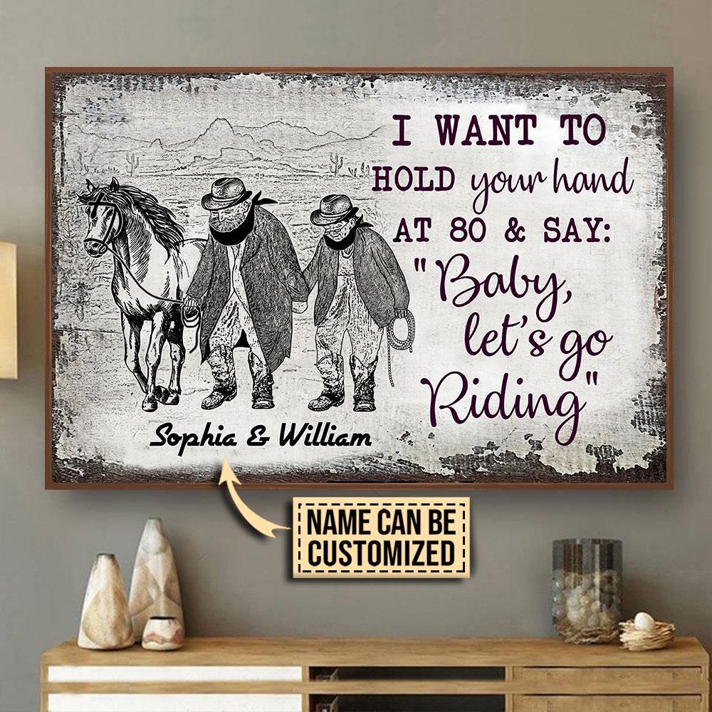 Aeticon Gifts Personalized Cowboy Hold You Hand Sketch Canvas Mom Dad Gift Home Decor