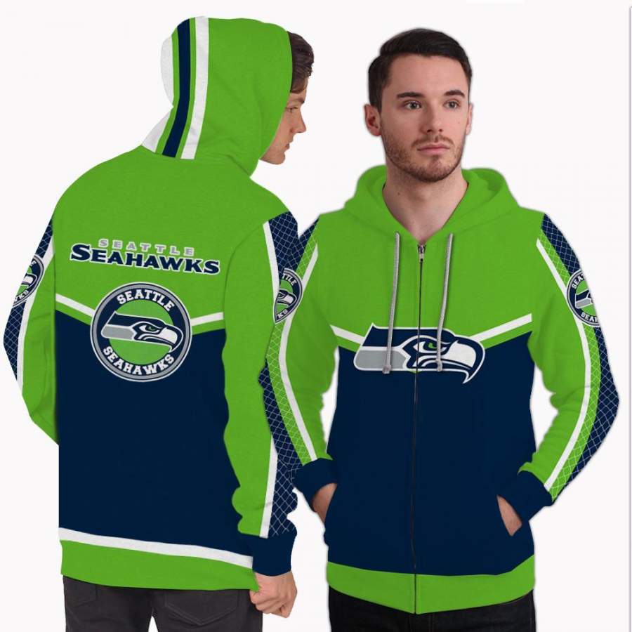 Colorful Gorgeous Fitting Seattle Seahawks Zip Hoodie