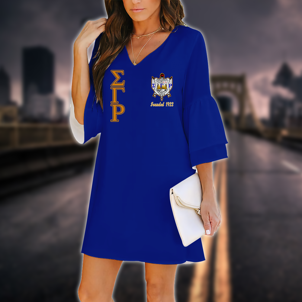 Sigma Gamma Rho 3D Printed V-neck Dress 02