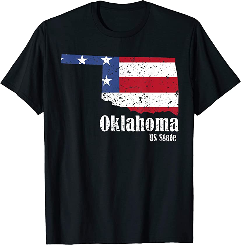 Vintage Oklahoma Map American Flag 4th of July Pride Gifts T-Shirt