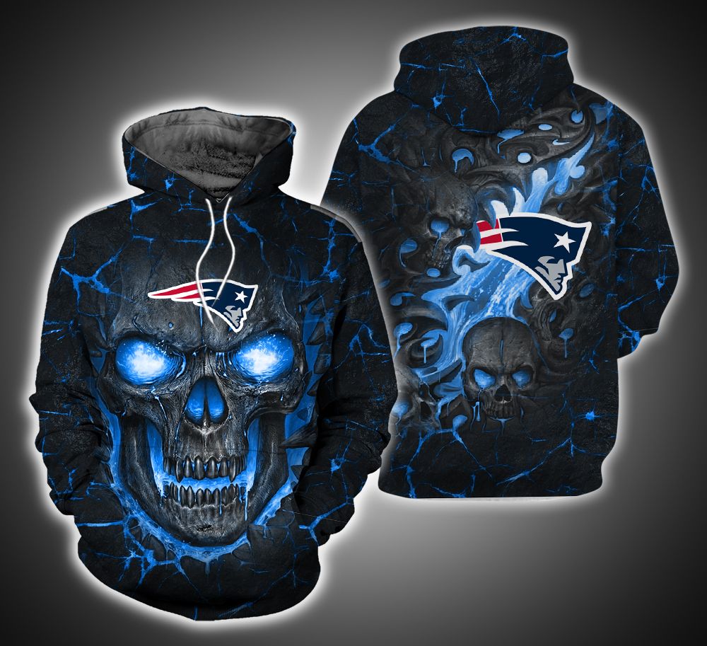 New England Patriots Skull 3D Print Hoodie ver10