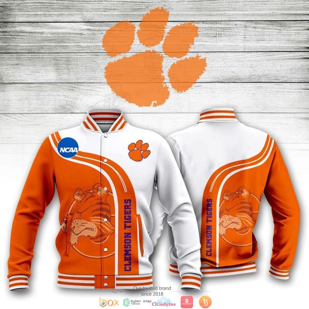 Clemson Tigers Orange White Baseball Jacket