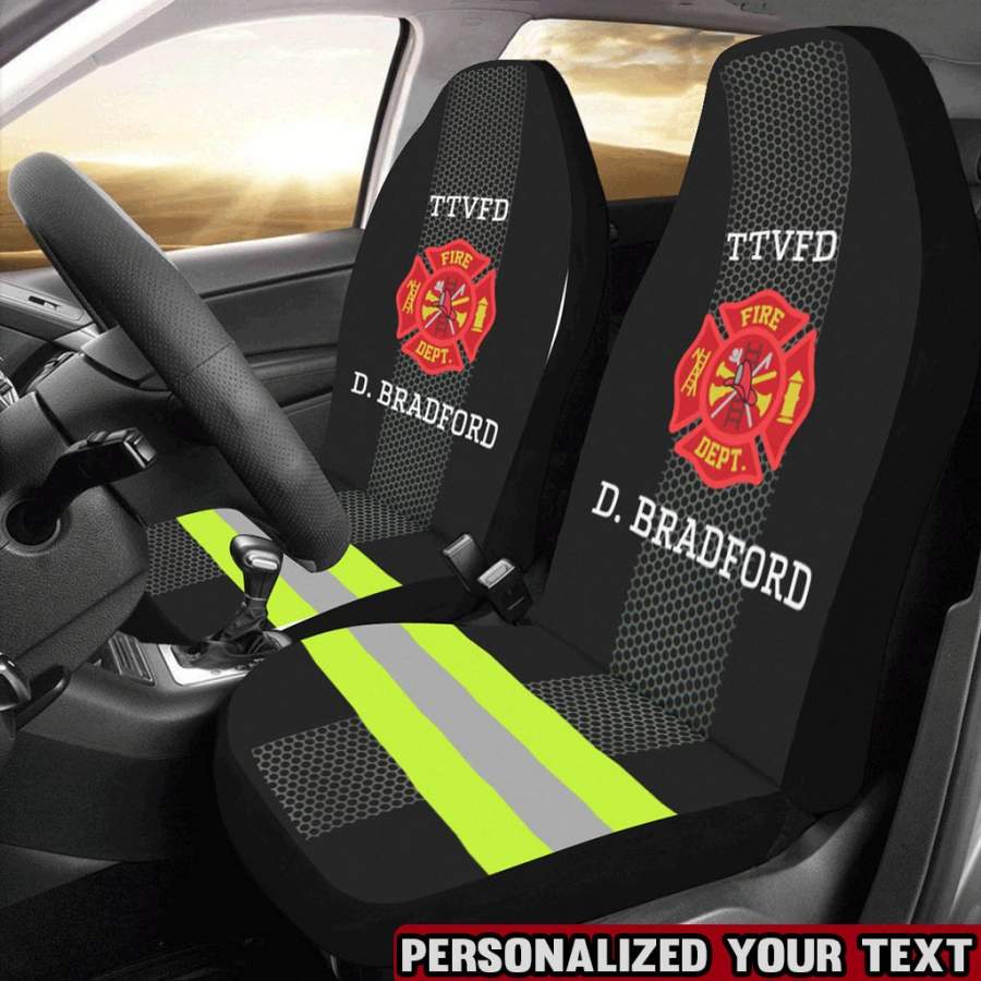 Firefighter Uniform Personalized Text Car Seat Covers (Set of 2)