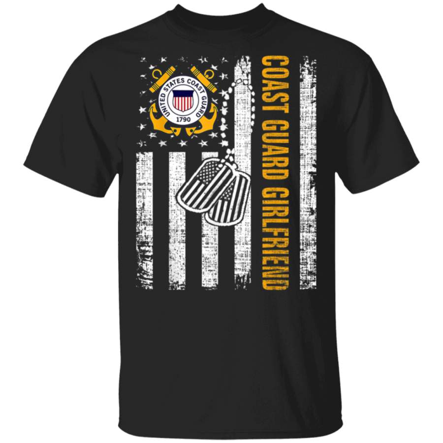 Vintage Coast Guard Girlfriend American Flag Veteran Gift TShirt