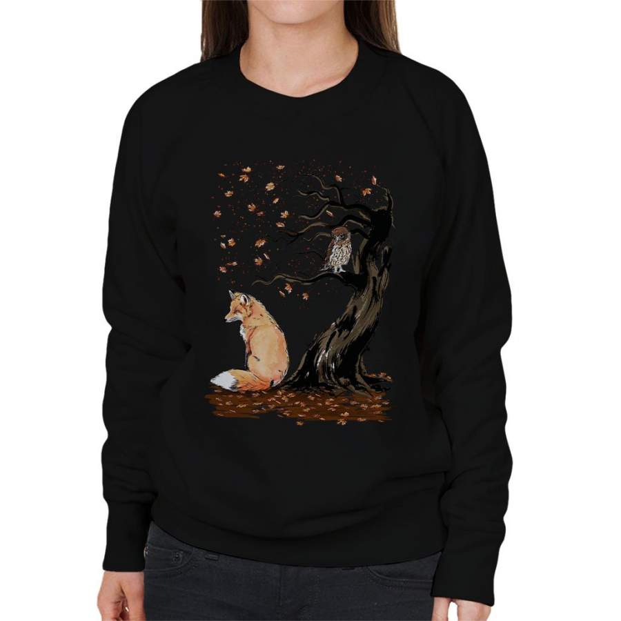 Animals Winds Of Autumn Fox And Owl Women’s Sweatshirt