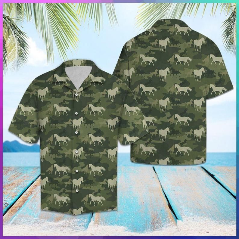 Horse Camo Green Nice Design Hawaii Shirt Ha74249