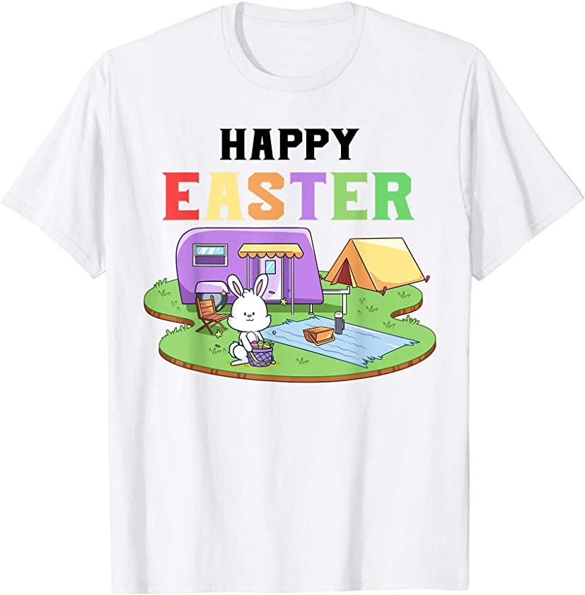 Cute Bunny Eggs easter camping Camper Happy Easter Day 2021 T-Shirt