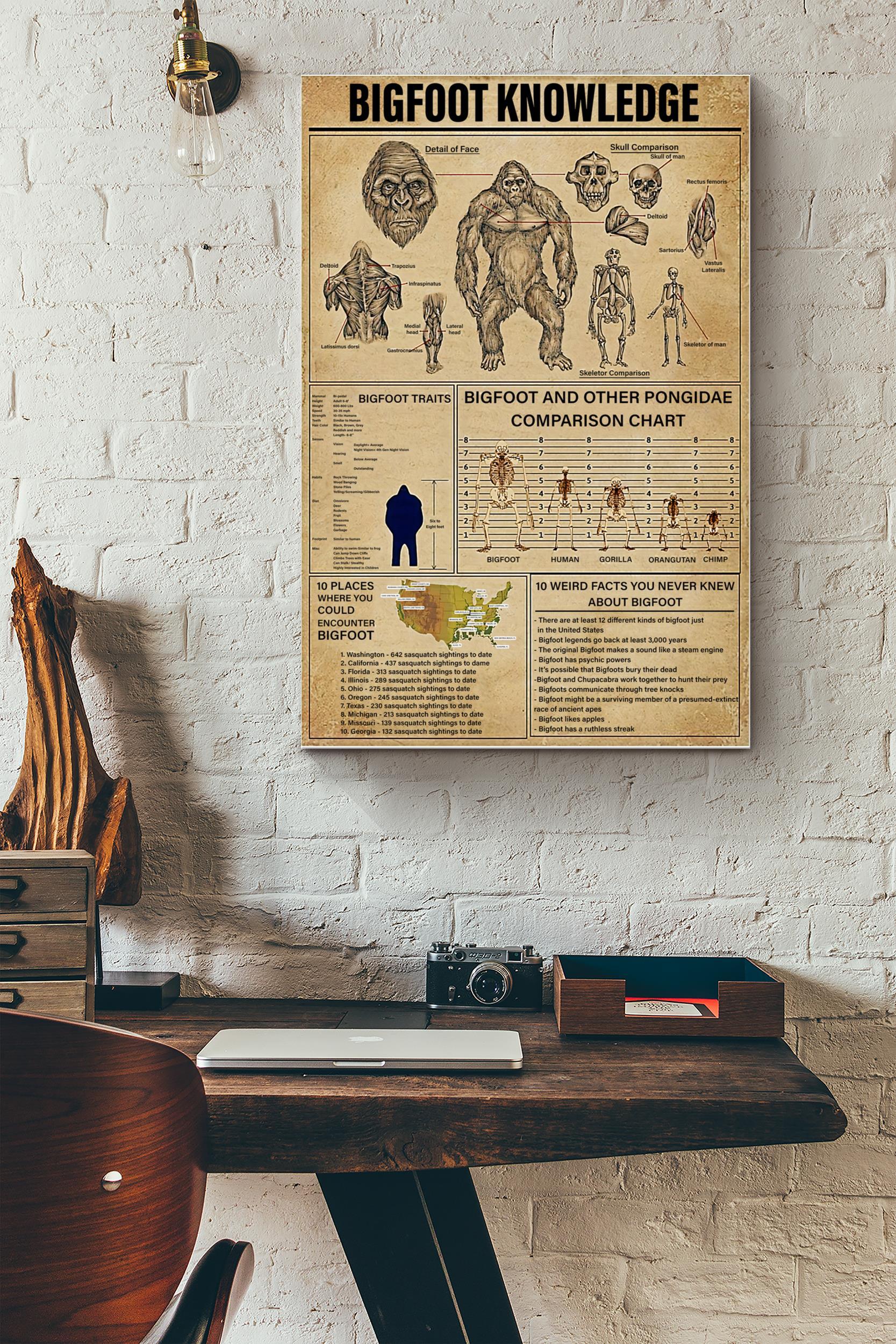 Big Foot Knowledge Basic Information Poster – Fantastic Beasts Wall Art – Gift For Kids Fantastic Beasts Lover Biologist (Unframed) Poster