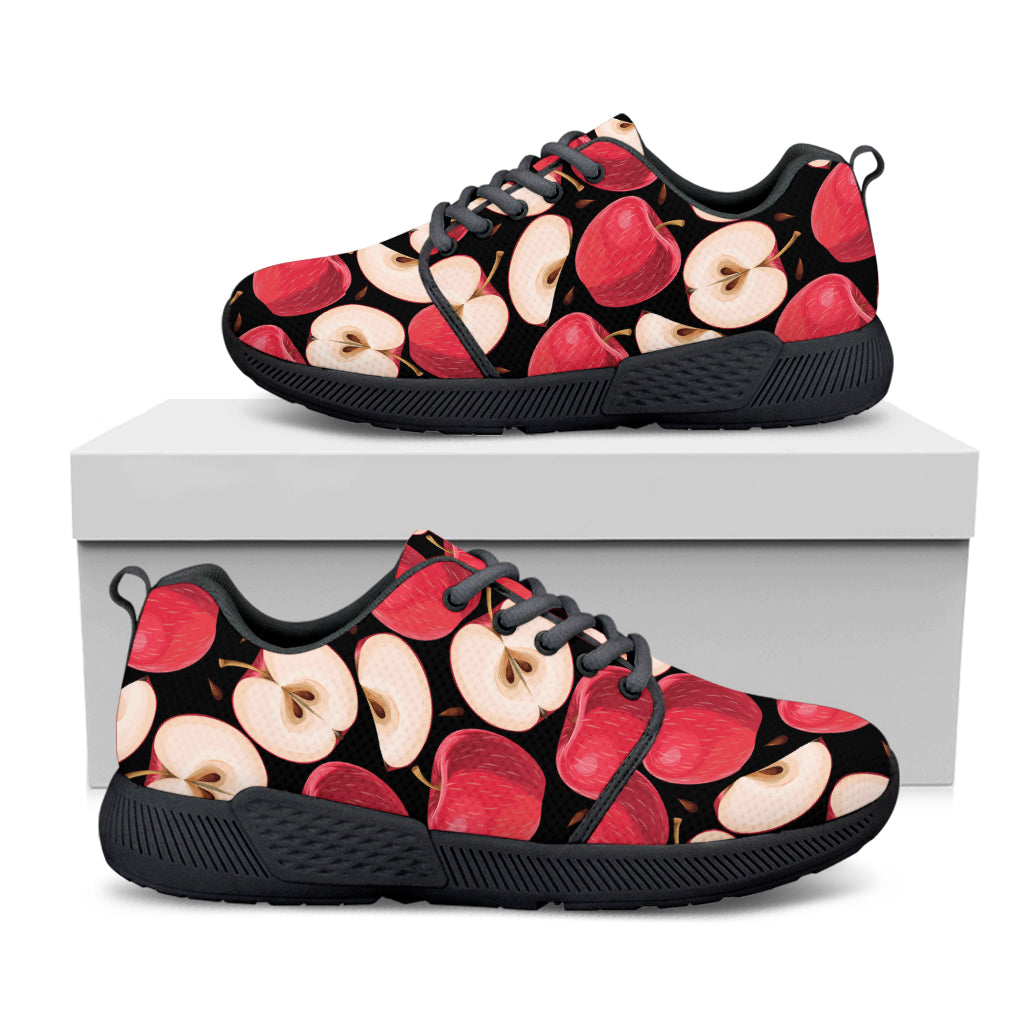 Apple Pattern Print Black Athletic Shoes