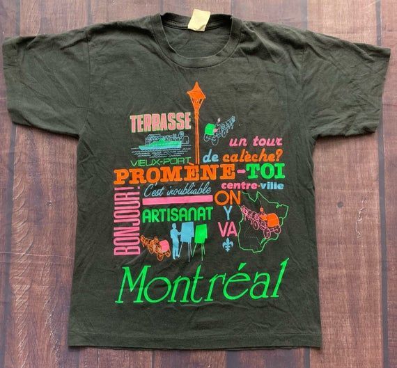 Vintage 90S Montr Al Canada Black Tourist Black Shirtedium Shirt