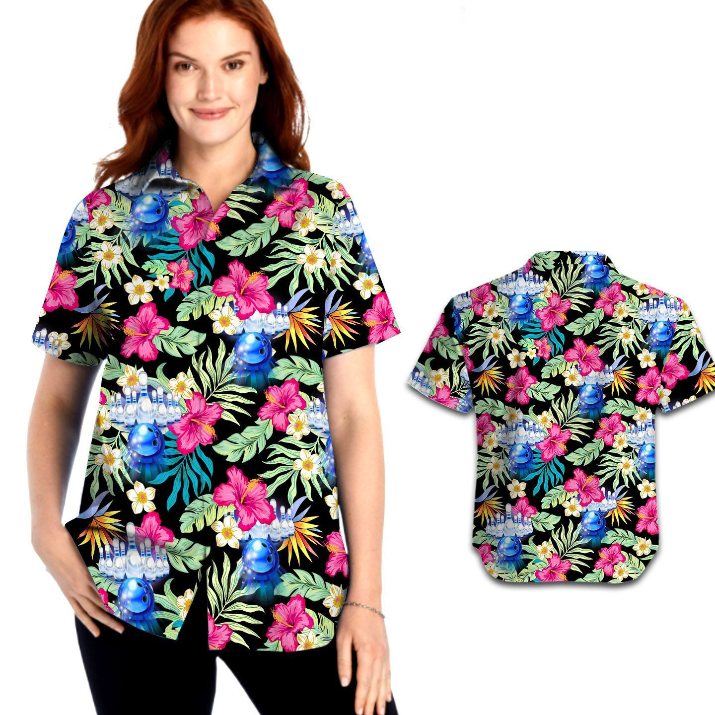 Bowling Hibiscus Women Hawaiian Shirt For Sport Lovers In Summer – Gift For Bowling Lovers