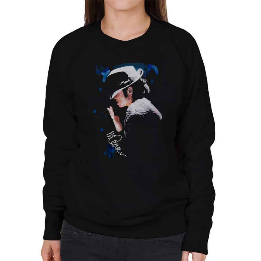 Sidney Maurer Original Portrait Of Michael Jackson Tipped Hat Women’s Sweatshirt