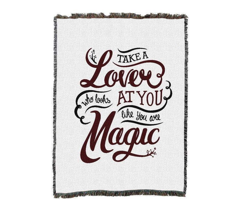 Take A Lover Who Looks At You Like You Are Magic To Couple Husband Wife  Vintage Retro Style Couch Sofa Blanket,  Woven Throw Blanket Home Decor