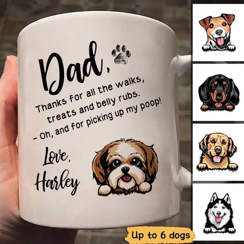 Thank You Dog Dad Peeking Dog Personalized Mug