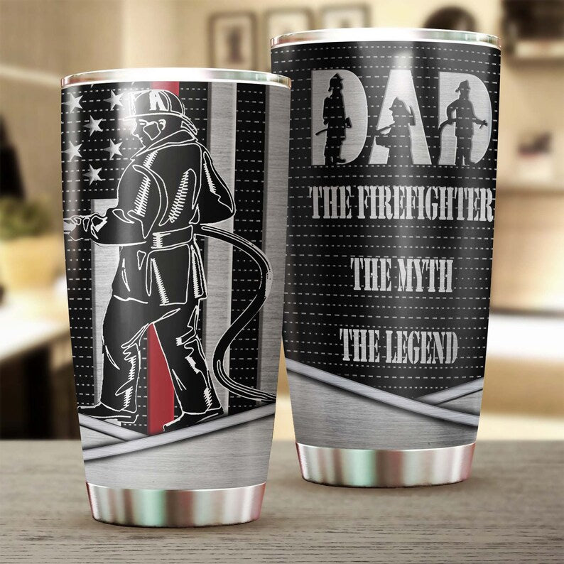 Firefighter Dad The Myth The Legend Tumbler-Birthday Gift Christmas Gift Father’S Day Gift For Firefighter Dad From Daughter Son