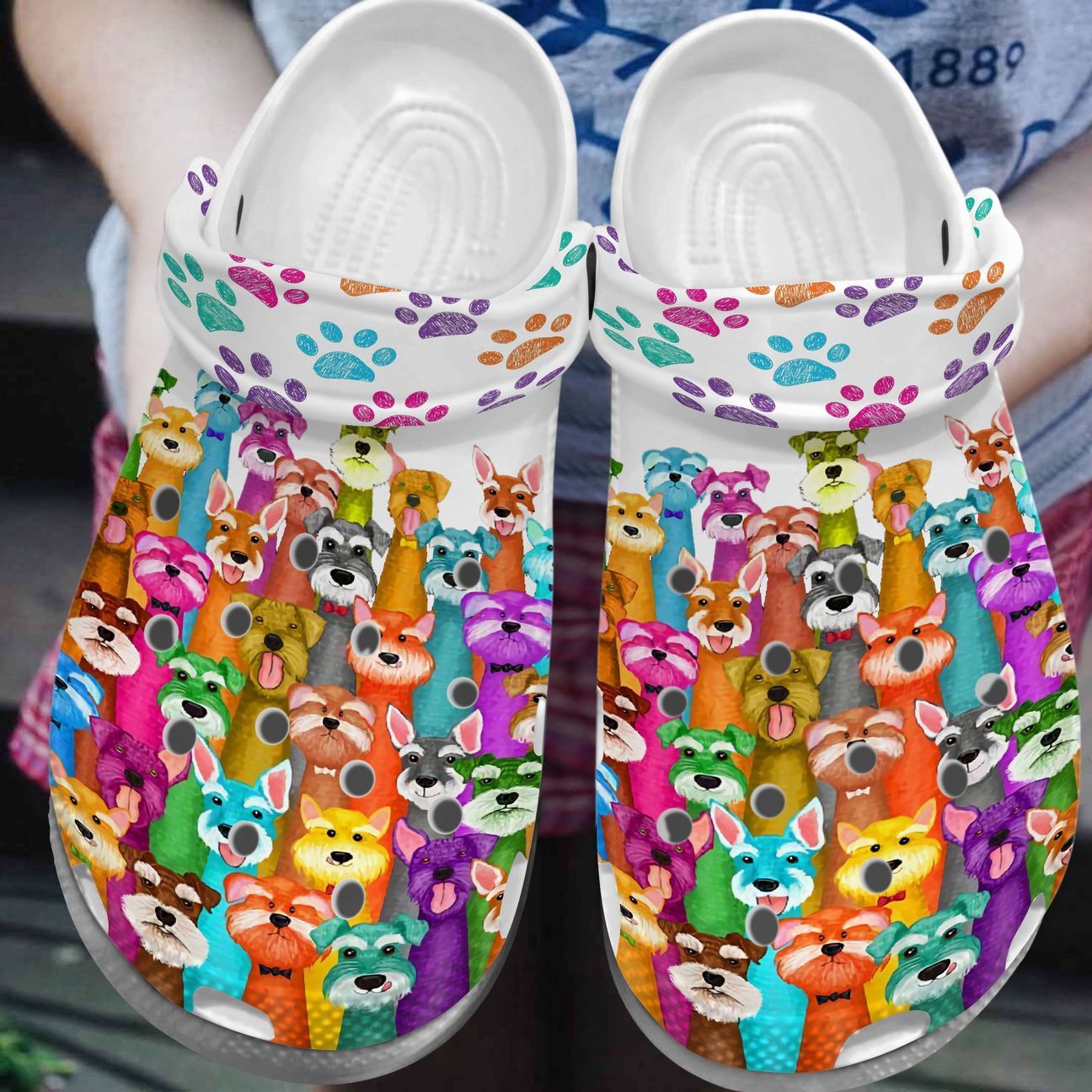 Schnauzer Personalize Clog, Custom Name, Text, Fashion Style For Women, Men, Kid, Print 3D Colorful Schnauzer