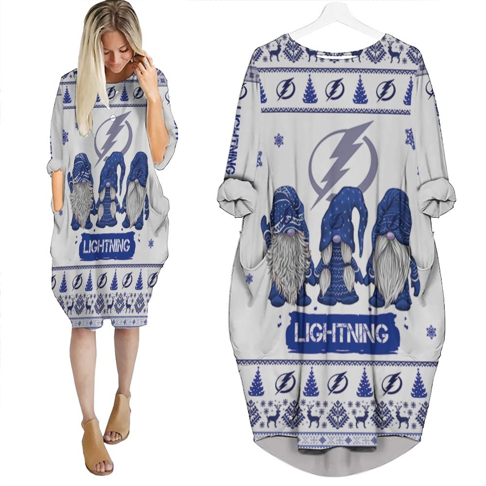 Christmas Gnomes Tampa Bay Lightning Ugly Sweatshirt Christmas 3D Batwing Pocket Dress