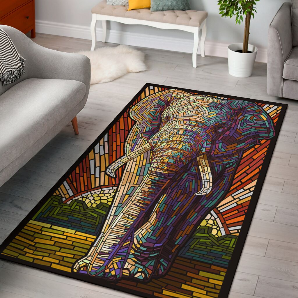 Mosaic Elephant Elephant Rug 0622