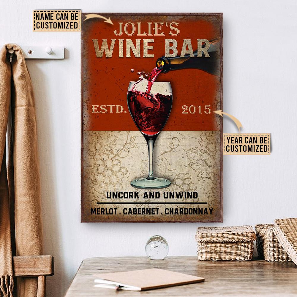 Aeticon Gifts Personalized Wine Uncork And Unwind Canvas Mom Dad Gift Home Decor