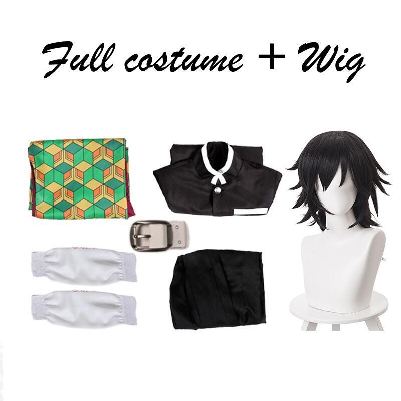 Anime Demon Slayer Tomioka Giyuu Cosplay Costume Kimetsu No Yaiba Kimono Uniform Wig Halloween Costumes for Women Men Kids alx