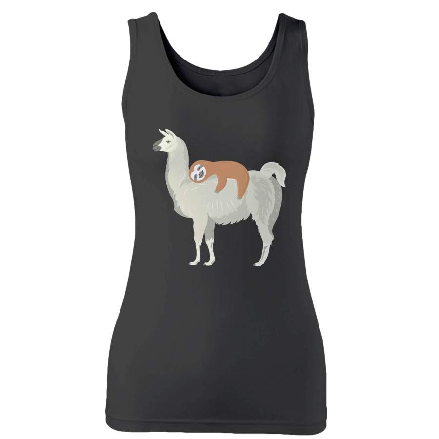 Funny Sloth Sleeping On Llama Woman’s Tank Top