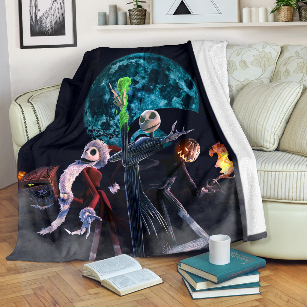 The Nightmare Before Christmas Cartoon Fleece Blankets | Jack Skellington Cosplay Santa Claus Halloween Fleece Blanket Na100504