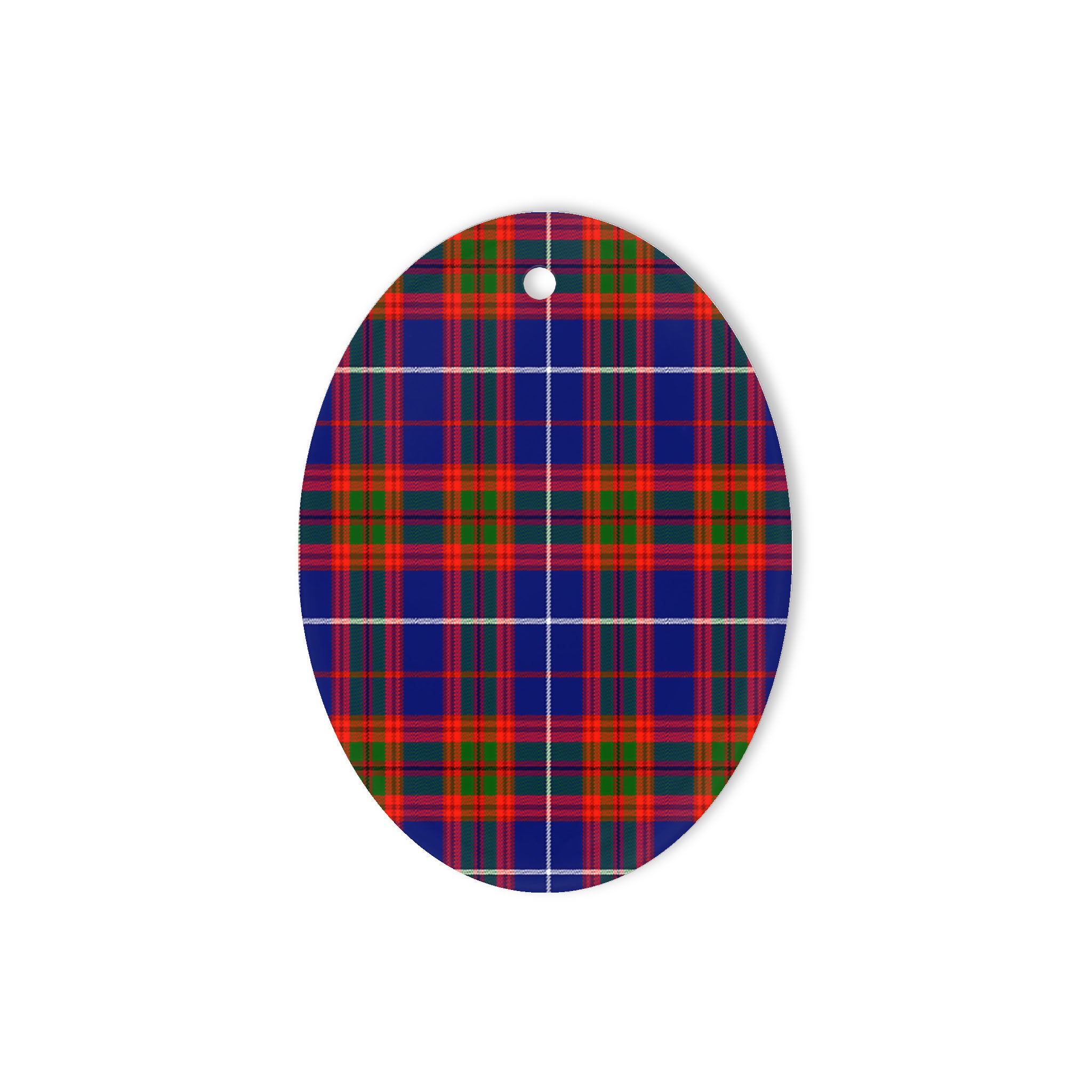 Trotter Tartan Oval Ornaments, Christmas Tree Ornament, Plaid Christmas Ornaments, Ceramic Oval Christmas Tree Decoration