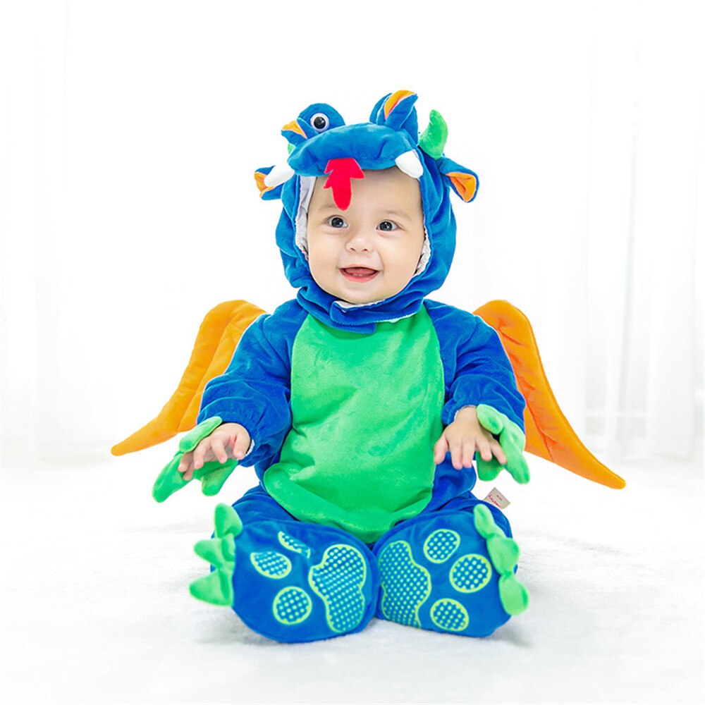 Baby Boys Girls Carnival Halloween Blue dinosaur Costume Romper Kids Clothes Set Toddler Cosplay animal Jumpsuits Infant Clothes alx