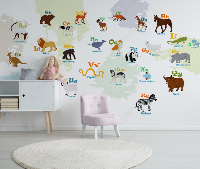 3D Cartoon Map Animal Wall Mural Wallpaper Lqh 108