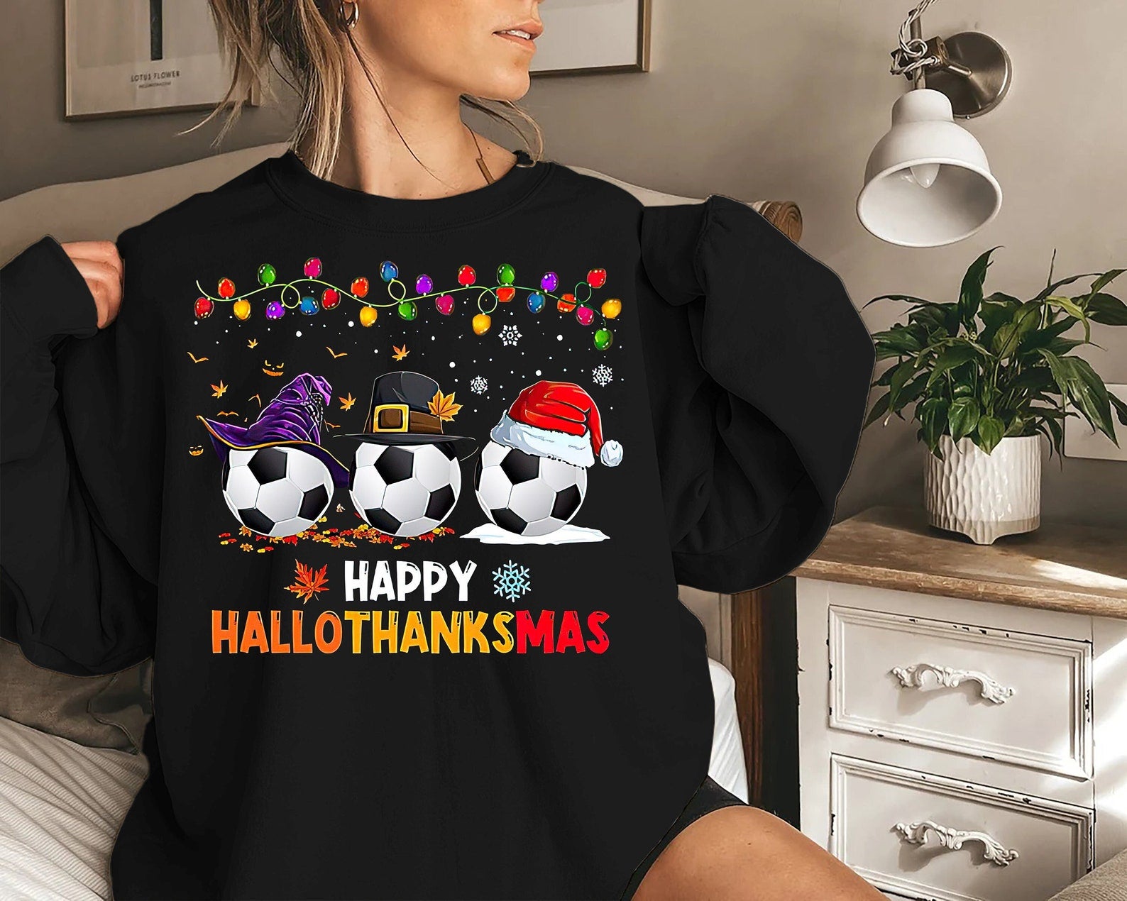 Hallothanksmas Sweatshirt Halloween 2D Crewneck Sweatshirt All Over Print Sweatshirt For Women Sweatshirt For Men Sws3643