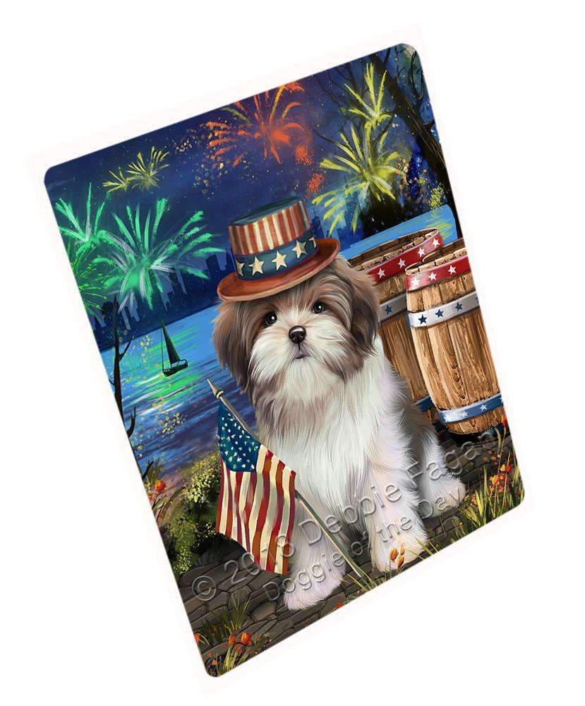 4Th Of July Independence Day Fireworks Malti Tzu Dog At The Lake Blanket Blnkt76800