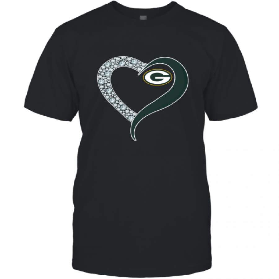 Diamond Green Bay Packers Heart shirt T-Shirt