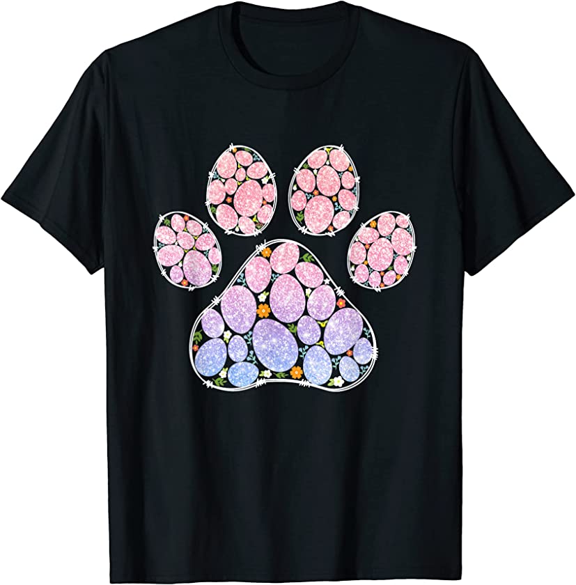 Easter Cats Dogs Lover Leopard Cat Dog Paw Easter Eggs T-Shirt