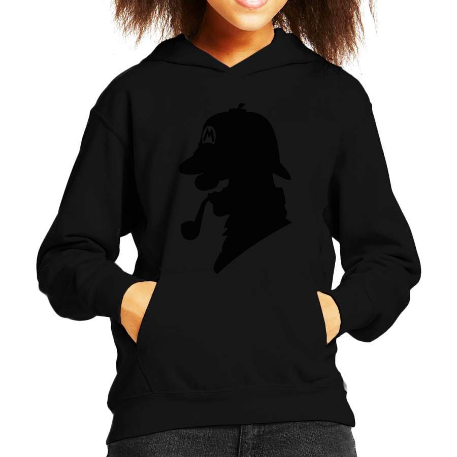 Super Mario Holmes Sherlock Silhouette Kid’s Hooded Sweatshirt