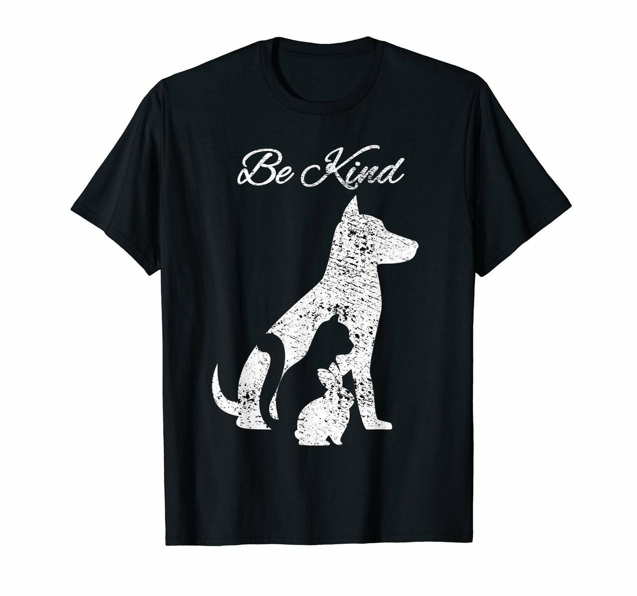 Be Kind To Animals Love Pet Cat Dog Rabbit Distressed Tshirt