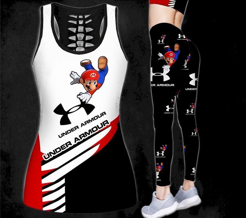 Womens Mario Under Armour Tank Top And Leggings Set For Yoga Running