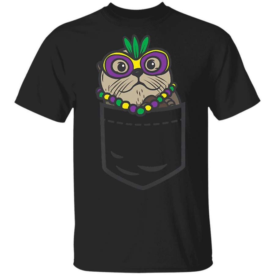 Sea Otter Pocket Animal Jester Mask Cute Mardi Gras T Shirt Costume Mask T-Shirt Fat Tuesday Tshirt Carnival Festival Tee Friends Shirts