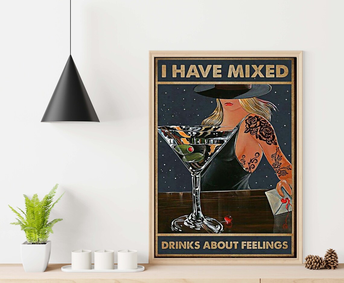 I Have Mixed Drinks About Feelings Bartender Canvas And Poster, Canvas Prints, My Poster Wall, Canvas Wall Art, Wall Decor Visual Art, Halloween Gift, Happy Halloween