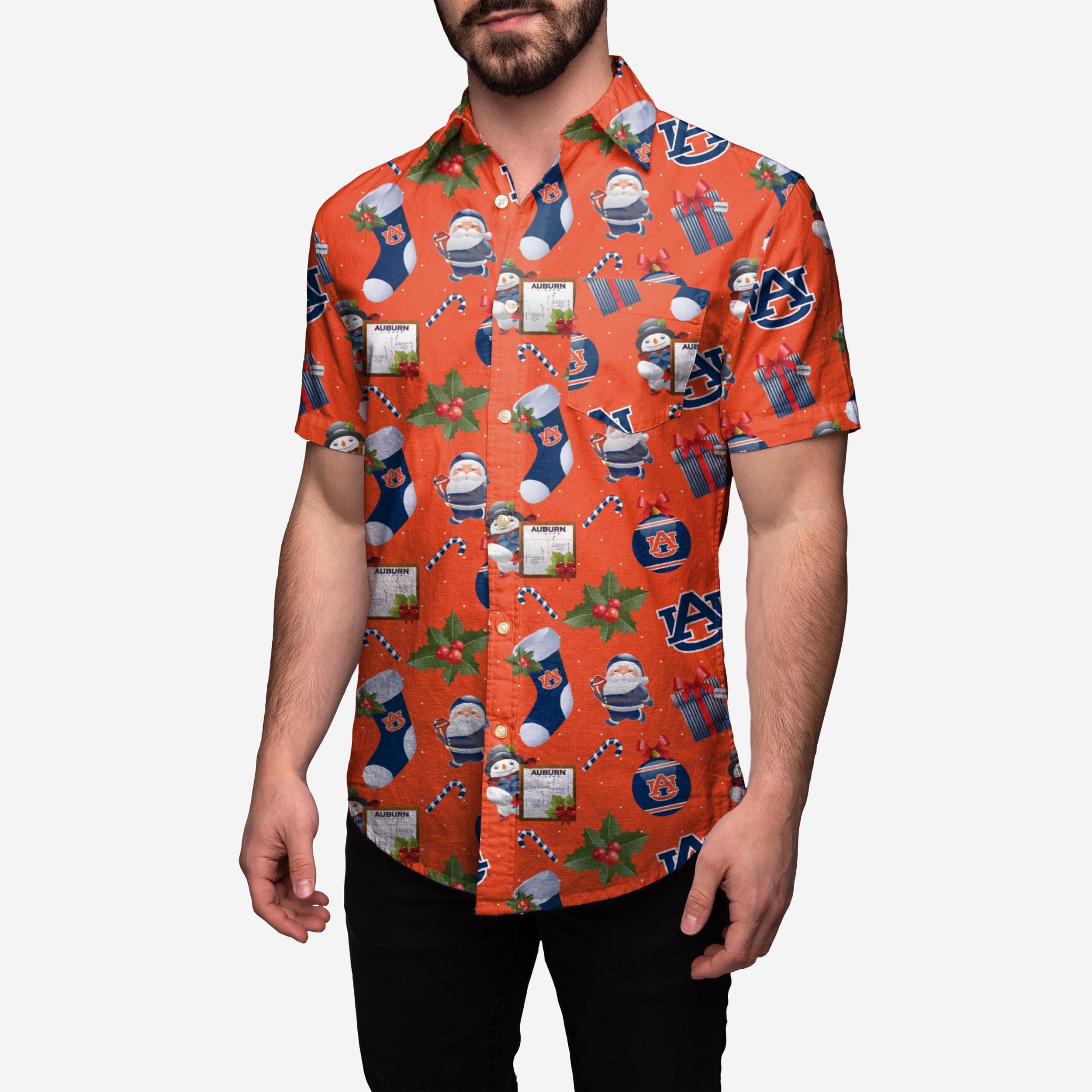 Auburn Tigers Christmas Explosion Button Up Shirt