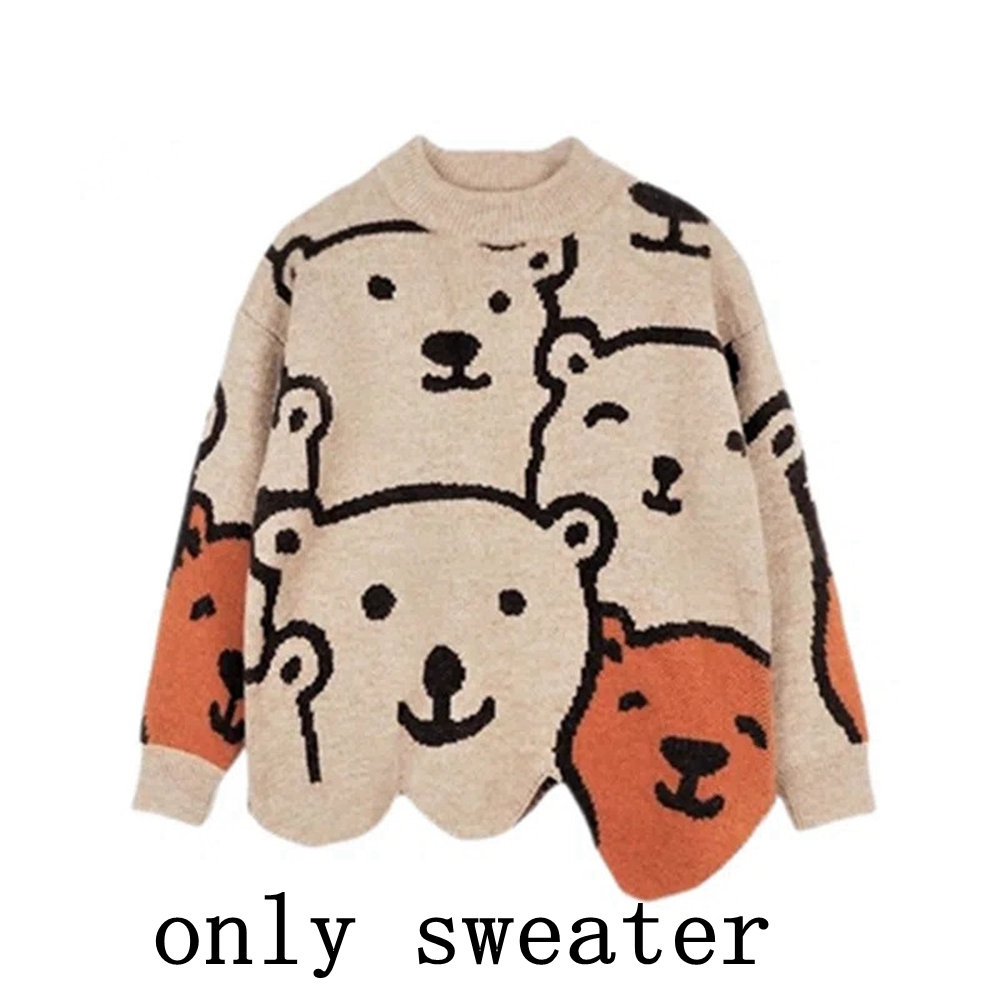 Autumn Kids Knitted Print Panda Sweater For Girls Irregular O Neck Christmas Sweater Toddler Baby Pullover Sweaters Coat 6 8 12 alx