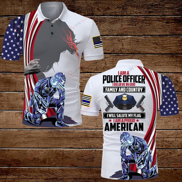 I Am A Police Officer I Believe In God Family Annd Country All Over Printed Polo Shirts Looksy
