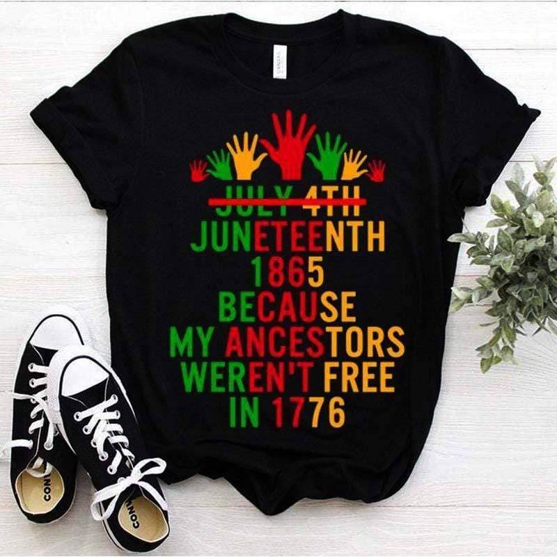 1776 July 4th Black African Hands American Pride Gift Black Lives Matter T-shirt #v