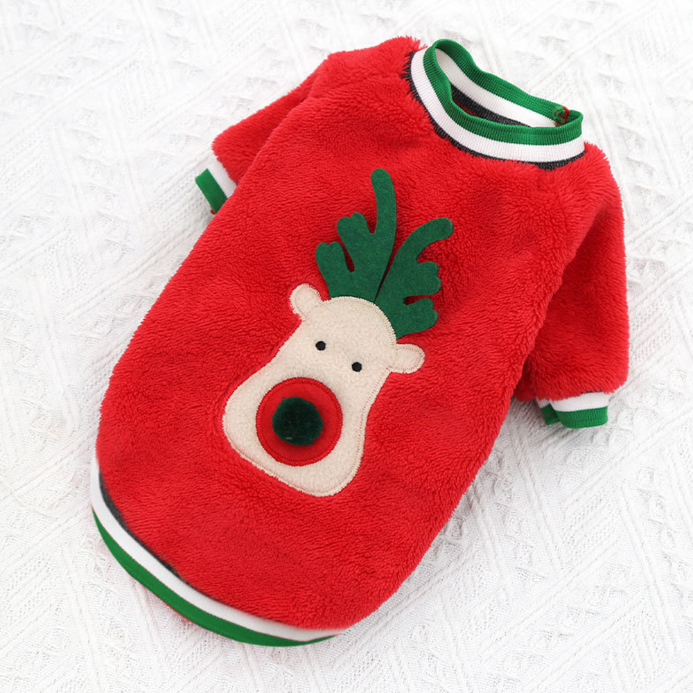 Warm Christmas Pets Clothes for Small Dogs Winter Soft Fleece Dog Sweater Cute Elk Print Pet Clothing for Chihuahua Puppy Cat alx