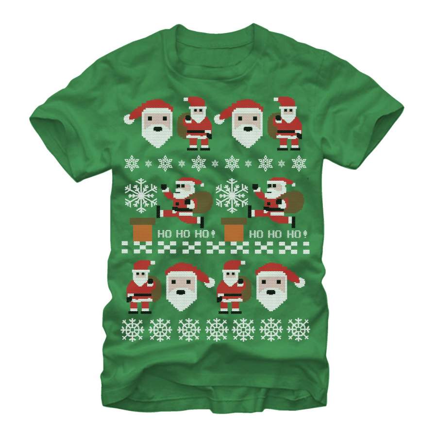 Lost Gods Men’s Ugly Christmas Santa Claus  T Shirt Kelly