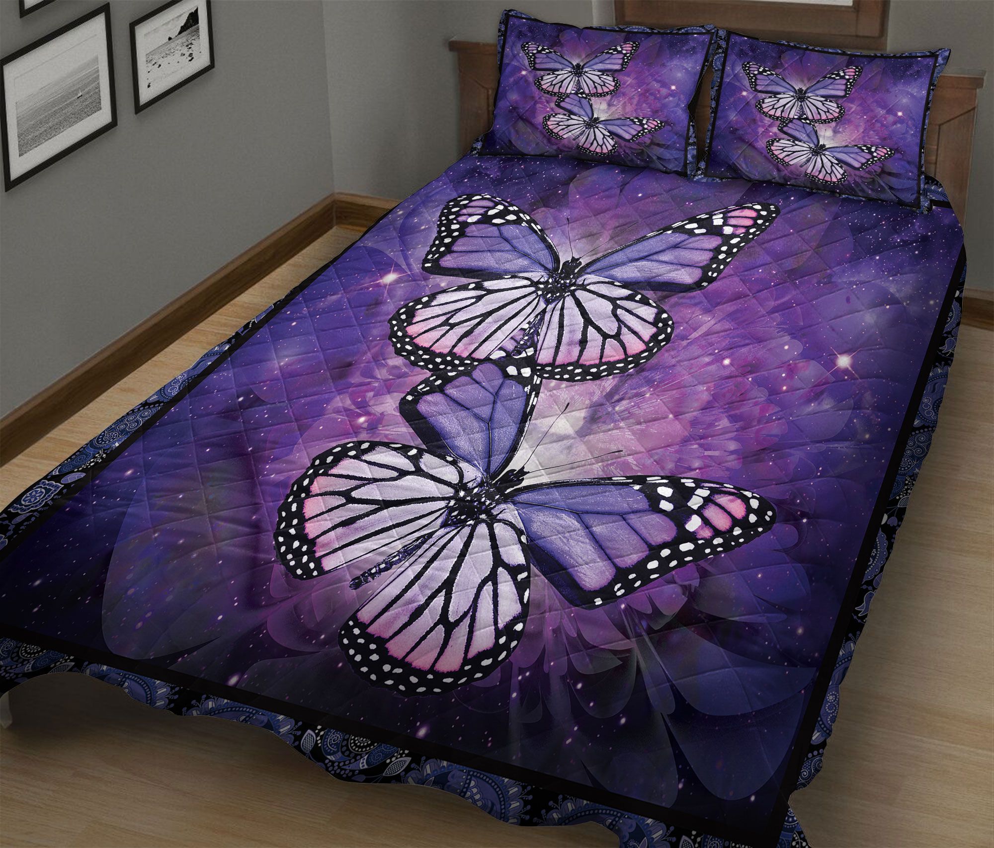 Quilt Bedding Set Twin Queen King Size Bed Quilts Quilting Fabric – Butterfly Flower Galaxy TY2501216