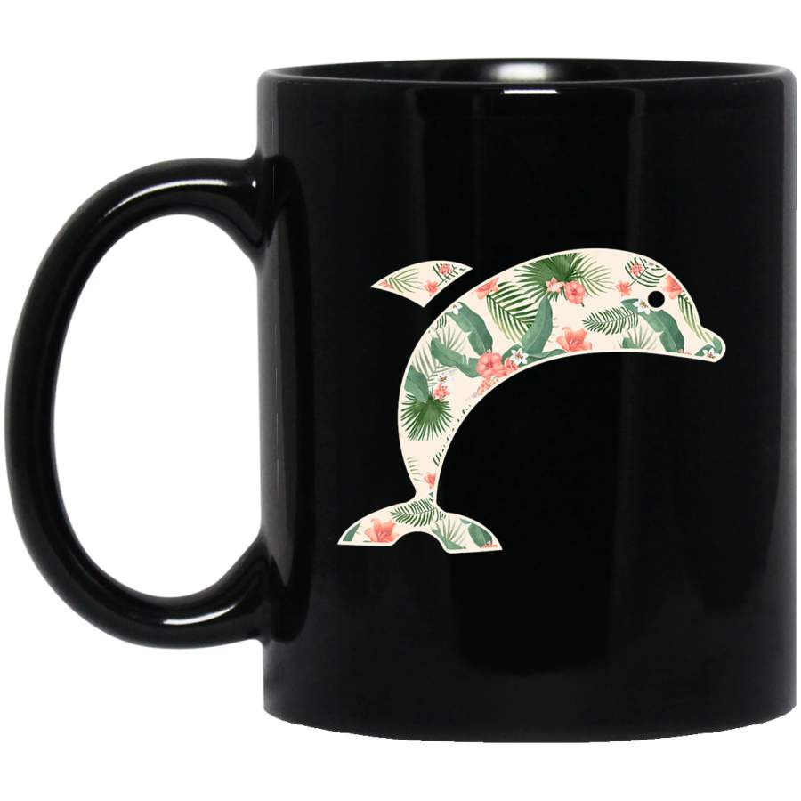 Dolphin Flower Girl Print Floral Beluga Hawaiian WomenGift Coffee Mug