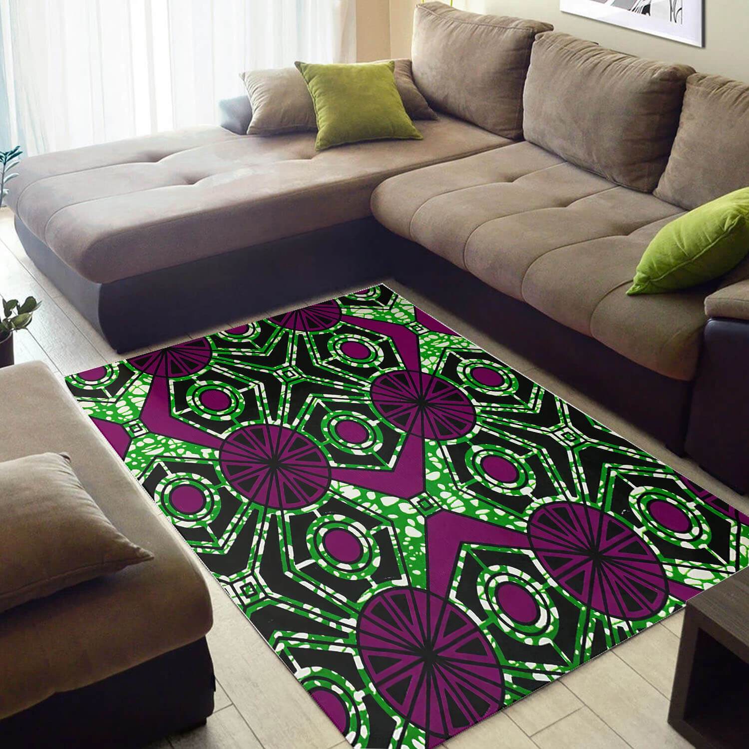 Modern African Rug Cool Black History Month Afrocentric Art African Design Floor Rug African Style Decor WBG3292